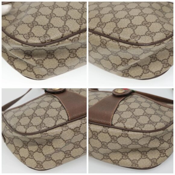 GUCCI GG Supreme Web Sherry Line Shoulder Bag PVC Beige Red 89 02 032 Auth BA465 - Picture 15 of 16